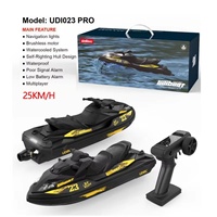 Bateau RC Turbojet SJY-UDI023 2.4G 4 Canaux Étanche Auto-Réparable Lumière LED RTR Haute Vitesse Jouet Intérieur-Extérieur Batteries Incluses