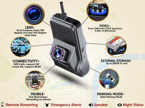 4G 듀얼 렌즈 대시 카메라 심 카드 GPS 트랙 ADAS 야간 시야 G-센서 루프 녹화 DVR 개인 차량용 - Product Image 6