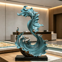 Sculpture de sol abstraite en forme de vague, grande statue d'art en aluminium moulé pour hall d'hôtel, bureau de vente, décoration intérieure, taille et couleur personnalisées