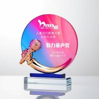 Trophée en cristal K9 personnalisé, étanche, gravé au laser, design créatif en forme d'aile, pour discours de hôte, concours, récompense, événement musical, souvenir