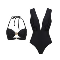 Maillot de bain trois pièces personnalisé JSN avec design évidé Vêtements de plage pour dames Col en V pour maillots de bain Bikinis