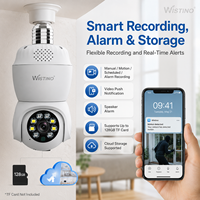 Wistino WiFi Home, Bombilla Inteligente de Seguridad para Exteriores con Luz LED Ultra Brillante de 4.5W, Visión Nocturna a Todo Color, Comunicación Bidireccional