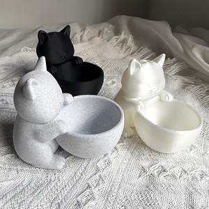 Pot de fleurs en forme de chat imprimé en 3D transfrontalier avec trou de drainage – Idéal pour les succulentes, petites fleurs, ornements décoratifs - Product Image 1
