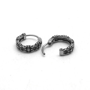 Pendientes de aro de plata tibetana yunnique, diseño geométrico de acero inoxidable 316 para hombres y mujeres, venta al por mayor de fábrica de joyería - Product Image 3
