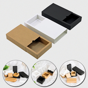 Custom Mini Recycled Kraft Cardboard Watch Sliding Drawer Gift Box with Embossed Logo UV Coating and Sponge Lining - Product Image 1