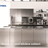 Armoire de cuisine en acier inoxydable moderne personnalisée Prima, armoire de rangement intégrée pour projet de rénovation de cuisine de villa résidentielle