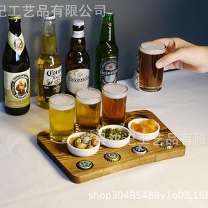Plateau de dégustation de bière en bois à motifs, plateau de service multifonctionnel pour l'affichage de bière, vin et cocktails, usage résidentiel - Product Image 4