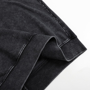 Sudadera con capucha negra lavada estilo vintage TKAN6745 al por mayor, con forro a cuadros, cremallera completa, hombros caídos, oversize, para hombre, estilo Y2K, unisex, personalizable - Product Image 5