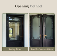 Puerta de Entrada de Estilo Chino con Doble Vidrio y Rejilla de Aleación de Aluminio, Antirrobo e Impermeable para Apartamentos y Dormitorios Exteriores