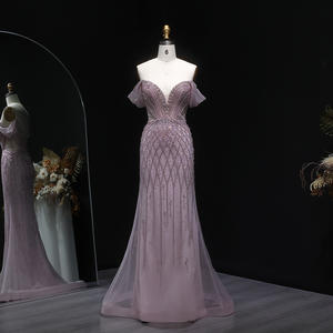 Sharon Said SS003 Impresionante fuera del hombro Rosa con cuentas Cariño Sirena Vestido de noche Lujo Dubai Boda Fiesta de Graduación - Product Image 1