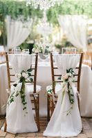 Vente en gros de rubans de chaise élégants en mousseline rose poudré pour décoration de mariage
