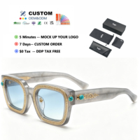 Lunettes de soleil haut de gamme en or pur, protection UV400, monture carrée tendance en acétate, best-seller 2026, fabricant OEM