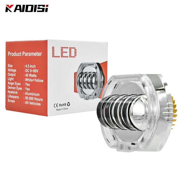 En kaliteli far LED projeksiyon lensi çift halo melek şeytan gözü Dc12v-80v 28w spot