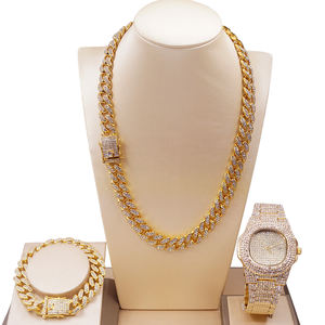 Yulaili tendencias joyería Vintage chapado en oro joyería reloj conjunto no se decolora cadena <span class=keywords><strong>cubana</strong></span> moda <span class=keywords><strong>mujer</strong></span> fiesta <span class=keywords><strong>disfraz</strong></span> accesorios regalo - Product Image 1