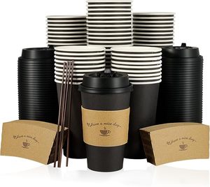 Vasos de café desechables de doble pared de papel kraft con diseño de "Que tengas un buen día" para bebidas calientes, 90 mm de diámetro - Product Image 2