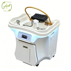 Lujoso <span class=keywords><strong>Lavacabezas</strong></span> Portátil Blanco para Spa, Equipo de Terapia Capilar con Dos Tanques de Agua para Gimnasios, Spas y Salones de Belleza - Product Image 1