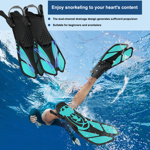 Snorkel Fins, Swim Fins Travel Size Short Adjustable for Snorkeling Diving Adult Men Women Kids Open Heel Swimming Flippers - Product Image 5