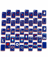 Set Ubin Mahjong Akrilik Biru Gaya Bendera Amerika Mewah Custom American Stars and Stripes, Alas Mahjong, Hiburan