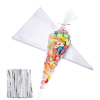 Sachet conique en cellophane OPP/CPP imprimé pour bonbons, pop-corn, pâtisseries, glaçage, poche à douille et décoration de gâteaux