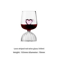 Gobelet à vin en verre en forme de coeur d'amour rose créatif tasse à vin rouge romantique et gobelet à champagne tasse à boire pour la fête de mariage