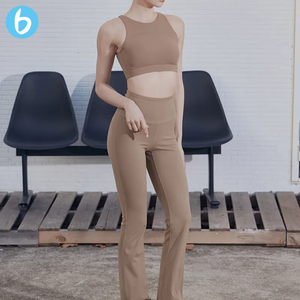 Leggings en tricot de poly recyclé résistant aux accrocs, pantalon de yoga bootcut en spandex pour femmes, vente en gros - Product Image 4