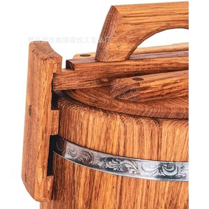 Wooden Cask Timber Barrel With Metal Bands For Food Storage Water <b>Beer</b> Oil Beverage Packaging - Product Image 4
