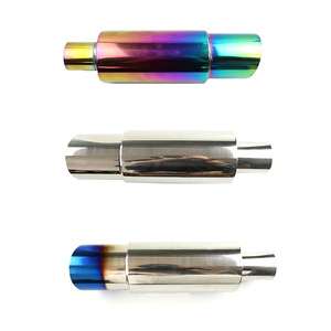 ท่อไอเสียสแตนเลส 304 แบบตรง สำหรับดัดแปลงรถยนต์ อัพเกรด สีรุ้ง เงิน น้ำเงิน - Product Image 1