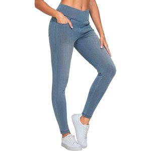 Pantalon en jean stretch à taille haute pour femme, style jegging, avec poches - Product Image 1