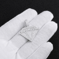 Pendentif NUOYA en argent sterling 925 avec moissanite en forme de diamant, micro-pavé, lettre chromée personnalisée, bijoux hip-hop pour hommes et femmes