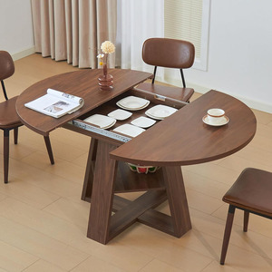 43.3 moderno tavolo da pranzo ovale della metà del secolo \ "-59 \" allungabile 4-8 posti nascosto lascia spazio salvaspazio a croce ripiano di stoccaggio - Product Image 3