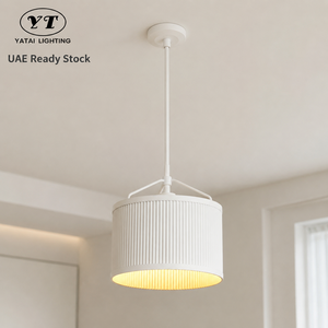 Suspension moderne en métal avec abat-jour côtelé blanc E27, luminaire simple pour salle à manger, îlot de cuisine, décoration intérieure - Product Image 1