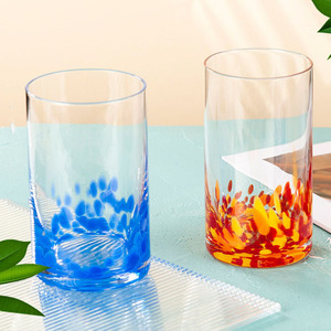 Vaso de Cristal Premium para Bebidas, Diseño de Cilindro Redondo con Puntos Azules, Vaso Highball sin Tallo, Regalo para Restaurante - Product Image 3