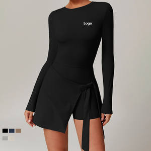 Golf Tennis Custom Logo Lady <span class=keywords><strong>2</strong></span> in 1 Langarm Verband kleid Sexy U Back Padel Pickle ball Wear Umschlag Kleider Court Elegant - Product Image 1