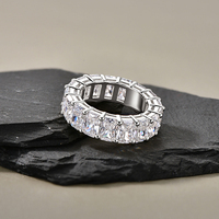Bague Classique en Moissanite Taille Radiant 4x6mm Couleur D VVS1, Style Européen et Américain, Bague Éternelle de Joaillerie Fine