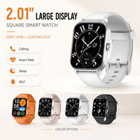 Reloj Inteligente Cuadrado de 2.01 Pulgadas con Logotipo Personalizado OEM ODM, Llamadas, Monitor de Ritmo Cardíaco, Monitor de Sueño, IP67, Rastreador de Actividad Física para Android iOS