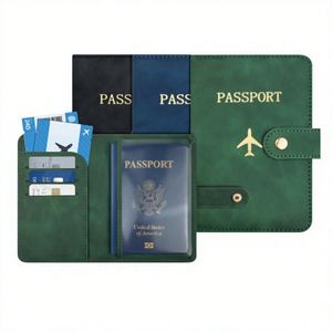 Porte-passeport de style italien avec blocage RFID, bande élastique, étui de protection de voyage en cuir PU imperméable - Product Image 1