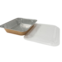 Barquette en aluminium doré robuste demi-format avec couvercle en PET 9x13/13x9 pouces, qualité alimentaire, pour four vapeur, plats à emporter et buffet