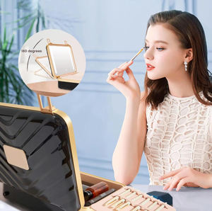 Estuche de Maquillaje de Viaje, Aluminio Abierto, Espejo Ligero, Portátil, Organizador de Maquillaje, Resistente al Agua, Gran Capacidad <span class=keywords><strong>para</strong></span> Chicas y Mujeres - Product Image 5