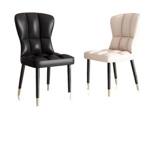 Dining Chair Tufted High <b>Backrest</b> Black Leather Look Modern Living Room Chair Adult Use - Product Image 5