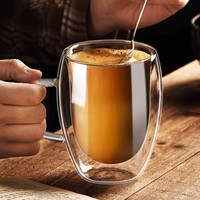 Mug en verre borosilicate à double paroi résistant aux hautes températures, style japonais, couleur unie, isolant thermique pour la maison