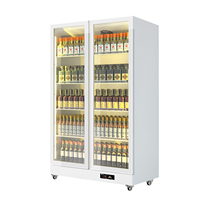 Enfriador de Cerveza Comercial de Pantalla Completa para Bares, Exhibidor de Bebidas para Tiendas de Conveniencia, Enfriador Panorámico Antivaho de Vidrio Completo