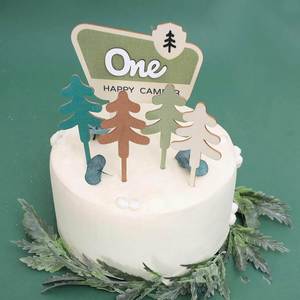 Woodland Camping Safari <b>Birthday</b> Party Decoration One Happy Camper Wood Banner Cupcake <b>Topper</b> Set - Product Image 4