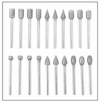 Lot de 20 têtes de meulage diamantées pour outil rotatif, tige de 3mm