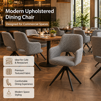 Fauteuil de salle à manger en tissu tressé motif étain avec dossier incurvé et base métallique à quatre branches pour café, boulangerie et pâtisserie