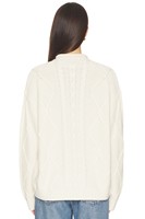Pull en tricot torsadé blanc à motif losanges pour femme, col rond, vente en gros Joydressing