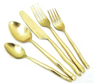 Elegant Luxury Matt <b>Gold</b> Plated <b>Cutlery</b> Sets Durable Stylish for Weddings Special Occasions Home Dining & Restaurants - Product Image 1
