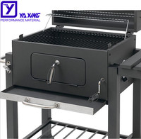 Barbecue de Table Gril BBQ Extérieur Cuisine Acier Inoxydable Gril Industriel Chariot Carré Charbon de Bois