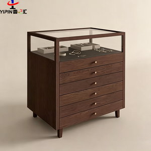 Vitrine de présentation portable en verre marron pour bijoux, lunettes, montres, amulettes bouddhistes, objets de musée, jade et or, pour salle d'étude et rangement - Product Image 4