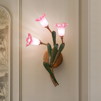 Applique murale florale vintage américaine 2025-Éclairage en verre antique pour chambre, salon et escalier