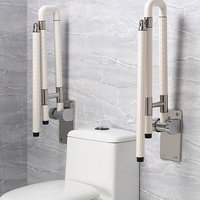 Barres d'appui pliantes pour toilettes pour personnes handicapées, barres d'appui de sécurité blanches pour toilettes pour personnes âgées